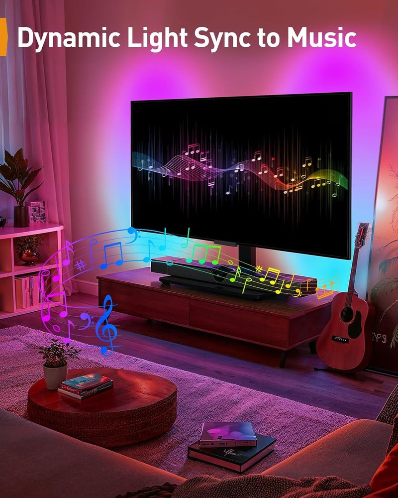 Perlegear Universal Swivel TV Stand with LED Lights for 32–70 inch TVs, Height Adjustable Table Top TV Stand with Tilt, Tempered Glass Base, Holds up to 88 lbs, Max VESA 400x400mm, PGTVS32B - Image 4